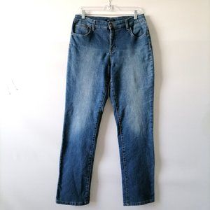 Bondolino Mandie Womens Blue Medium Wash Denim Mid Rise Straight Jeans Size 10